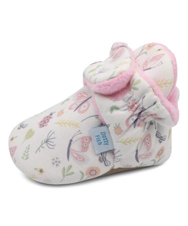 Dotty Fish Cotton Baby Booties with Suede Sole. Warm Fleece Lining. Non-Slip Pram Shoes. Stay On Slippers. From 0-18 months. Boys Girls Unisex. Winter First Shoes. 12-18 Months Soft Pink With Butterflies - Buy Online on GoSupps.com