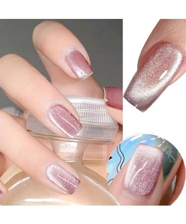 Jelly Cat Eye Gel Nail Polish Pink Glitter Crystal Gel Polish Glitter Pink Magnetic Nail Polish Soak Off UV/LED Sparkle Shiny Holographic Cat Eye Gel Polish for Nail Art Manicure Salon DIY at Home - Buy Online on GoSupps.com