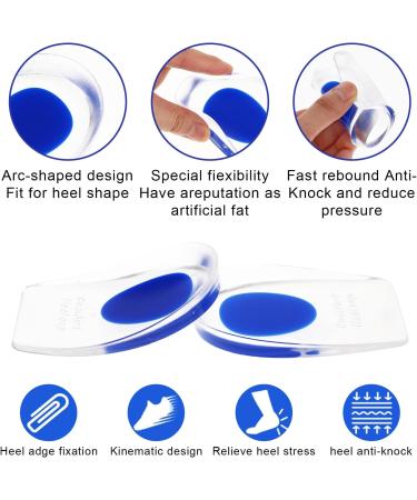 Silicone Heel Cups for Cracked Heels - 4 Pack Comfort Cushions for Plantar Fasciitis & Heel Pain Relief | WLLHYF - Buy Online on GoSupps.com