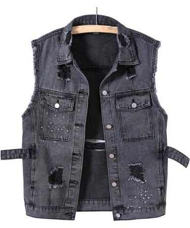 oelaio Women Spring and Sleeveless Denim Jacket Outerwear Black XX-Large - Buy Online on GoSupps.com