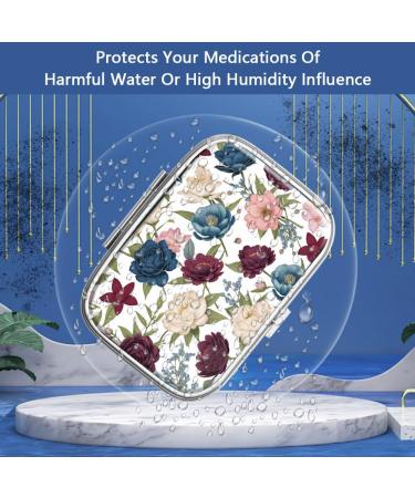 Portable Pill Box for Travel | Decorative Metal Pill Organizer | Unique Gift - Garden Flowers Design - Buy Online on GoSupps.com