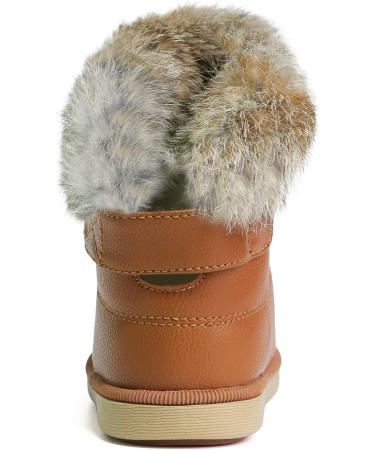 MINBEI Baby Girls Soft Leather Winter Snow Boots - Waterproof Toddler Girls Booties - 8 UK Child - Brown - Buy Online on GoSupps.com