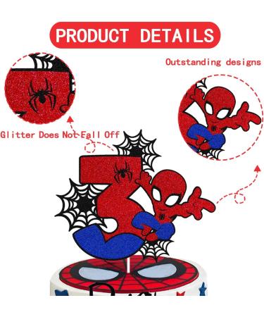 1Pcs Spider Man Party Cake Toppers Happy Birthday Party Supplies Decorations Perfect for Children's 3th Birthday Party - Buy Online on GoSupps.com