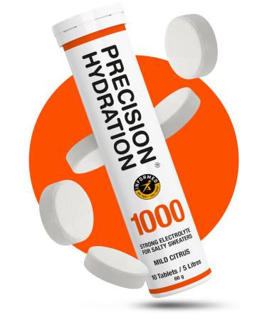 Precision Hydration Electrolyte Tablets - Multi Strength Effervescent Hydration Tablets - Combats Cramp - Low Calorie Gluten Free Vegan/Vegetarian Friendly (1 Tube 1000mg/L - Orange Tube)