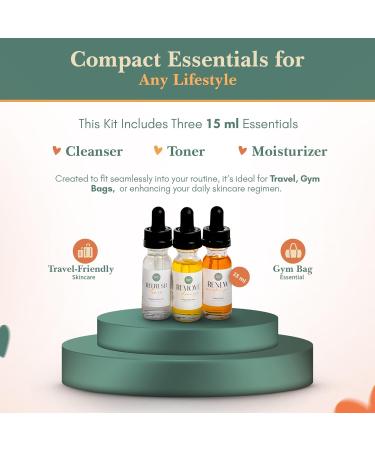 Healing Happy Method - Skin Care Set | 15ml Cleanser Toner and Moisturizer | Skincare Set Rejuvenates Skin Deeply Nourishes & Revitalizes | Beauty Gift Sets Face Care Set for Women 3 Piece Set - Buy Online on GoSupps.com