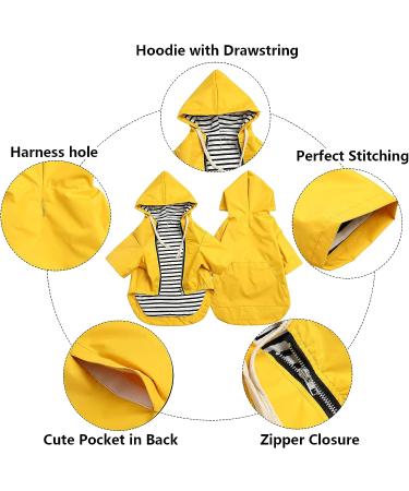 Waterproof Dog Raincoat with Hood for Small Medium Dogs - Yellow, Size Medium (Chest 24) - Reflective Strap, Storage Pocket, Harness Hole - Buy Online on GoSupps.com