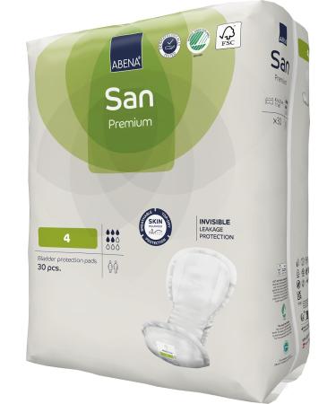 Buy Abena San 4 Incontinence Pads | 800 ml Absorbency | 30 Pieces | Fast Discreet & Premium Protection for Men & Women - Buy Online on GoSupps.com