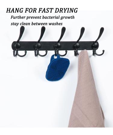 YEADMAL Exfoliating Silicone Body Scrubber 2 Pack - Bath Shower Brush for Men Women - Cleansing & Massaging Body - Removes Dirt and Dead Skin Cells - Ideal for Oily and Sensitive Skin - Black + Dark Blue - Buy Online on GoSupps.com