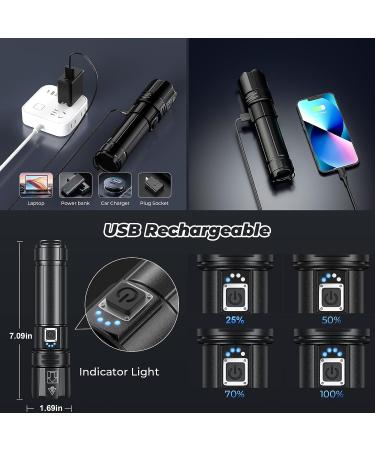 LEMihui 120000 Lumens Rechargeable LED Flashlight 2-Pack - Super Bright Handheld Flashlight for Camping and Hiking with 5 Light Modes and IPX6 Waterproof Design - Buy Online on GoSupps.com