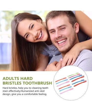 Beavorty 12pcs Firm Toothbrushes - Full Head Manual Hard Bristles Toothbrush for Teeth Cleaning and Whitening - Adults Women Men - Random Color - Buy Online on GoSupps.com