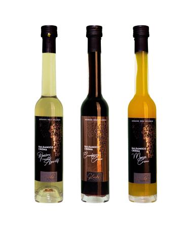 Gl cks Momente Tropical Mix Set of 3 100 ml Each - Passion Fruit Aperitif Cranberry Crema Mango Crema - Balsamic Crema Fruit Vinegar Preparation with 3% Acid