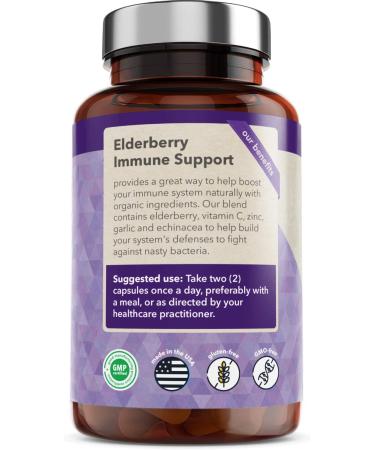 Vitamin Bounty Elderberry Capsules 5-in-1 Blend with Zinc, Vitamin C, Garlic & Echinacea - Immune Support Supplement, Non-GMO - 60 Count - Buy Online on GoSupps.com