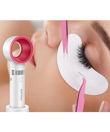 Portable USB Rechargeable Eyelash Fan Dryer with Lash Tweezers - Mini Bladeless Handheld Cooling Blower for Essential Eyelash Extension Supplies (White) - Buy Online on GoSupps.com