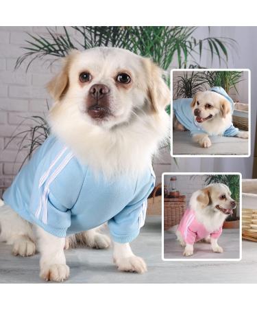 Dog Sweater for Small Dogs | Cute Light Blue Cotton Hoodie for Puppies & Cats - Warm Pullover Coat - Buy Online on GoSupps.com