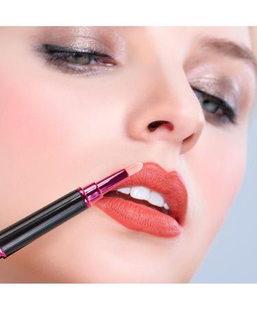 Lipstick Brush Round Head Lipstick Blending Brush Double Ended Retractable Lip Brush Portable Lipstick Lip Gloss Brush Concealer Makeup Tool Round and Flat Blending Makeup Brush With Lid - Buy Online on GoSupps.com