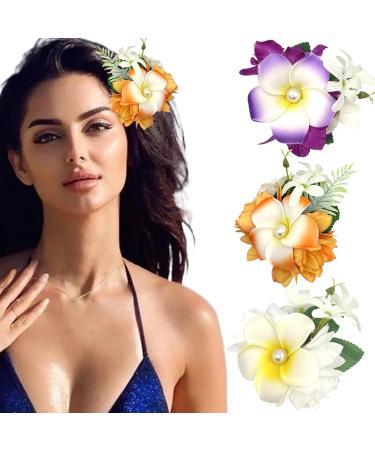 3Pcs Hawaiian Flower Hair Clips 5.5'' Hibiscus Hair Clip Strong Hold Girls Flower Clips 3 Colors Tropical Flower Hair Clip Hair Accessories for Women Girls Wedding Luau Party - Buy Online on GoSupps.com