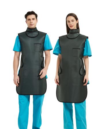 SHINRAY 0.5mmpb Lead Apron for xray with Thyroid Shield Collar Radiation Shield Lead Xray Vest Lead Apron + Collar(M) Blackish Green(0.5mmpb Lead Apron + Collar)