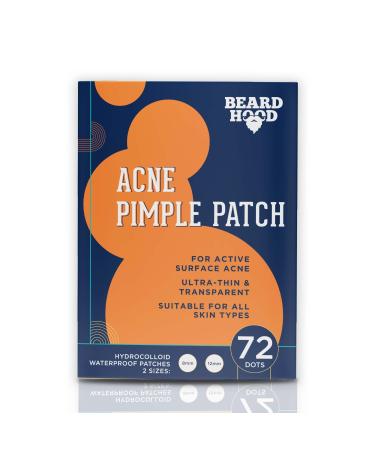 Beardhood Acne Pimple Patch | 72 Hydrocolloid Waterproof Patches | For Active Surface Acne | Absorbs Pimple Overnight Reduces Excess Oil | For All Skin Types