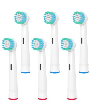 Replacement Toothbrush Heads Compatible with Oral B Braun Electric Toothbrushes, Brush Replacement Heads Refill, White (6 Count (Pack of 1))