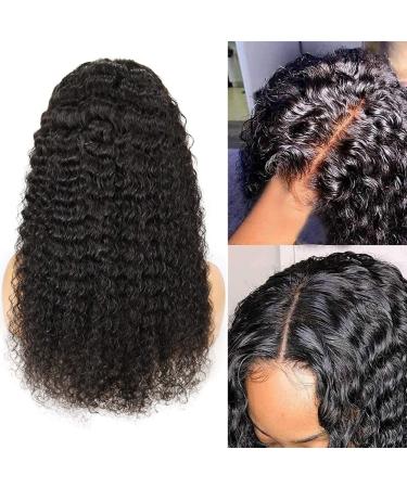 Brazilian Water Wave Lace Front Human Hair T-Part Wig 16 - Pre Plucked with Baby Hair, Deep Curly, 150% Density - For Black Women - Buy Online on GoSupps.com