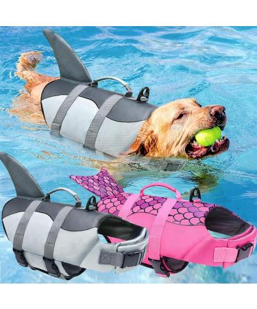Izefia Dog Swimming Jacket - Protective Gray Swim Vest for Small & Large Dogs | Shark & Mermaid Design - Buy Online on GoSupps.com