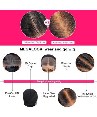MEGALOOK 28 Inch Body Wave Human Hair Glueless Lace Front Wig - Pre Plucked 200% Density Natural Color with Baby Hair - Buy Online on GoSupps.com