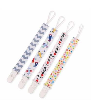 Tiabug pacifier band - 4 pieces of suction tape - universal pacifier chain with clip for boys and girls - Premium quality unit size type A