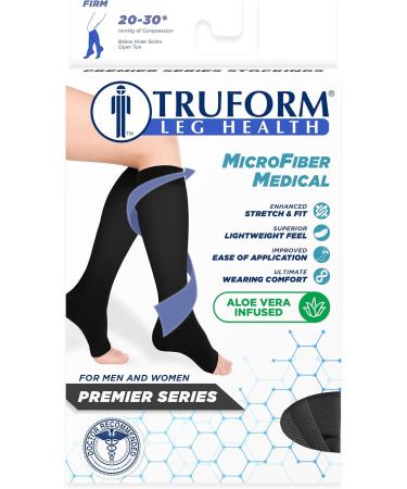 Truform 20-30 mmHg Aloe Infused Knee High Compression Stockings - Open Toe Black 2X-Large - Medical Quality for Comfort & Support - Buy Online on GoSupps.com