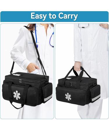 Jamiukro Big First Aid Bag | Empty Emergency Nurse Punch & Medication Travel Bag | Black Medical Storage Solution - Buy Online on GoSupps.com