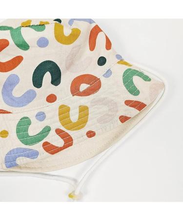 XYIYI Kids Bucket Hat | Adjustable Sun Hats for Boys Girls 4-8 Years | Breathable Beach Hat | Cute Beige & Graffiti Letters - Buy Online on GoSupps.com