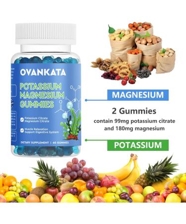 OVANKATA Potassium Magnesium Gummies - High Absorption Chewable Supplements for Leg Cramps & Muscle Relaxation - 60 Count (Pack of 1) - Buy Online on GoSupps.com