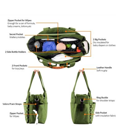 Homlynn Baby Nappy Changing Tote Bag Satchel - Classic Grey | 12 Pockets, Large Storage, Pram Straps | Ideal for Travel & Diaper Essentials - Buy Online on GoSupps.com