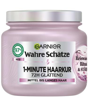 Garnier True treasures 1-minute hair treatment for medium-length to long hair smoothing hair treatment with rice water and strength for more shine and smoothness rice water ritual & strength 1 x 340 ml - Buy Online on GoSupps.com