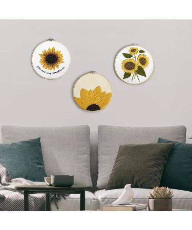 Armindou 3 Sets Sunflower Embroidery Starter Kits for Adults - Floral Stamped DIY Cross Stitch Kit with Hoops, Fabric, Needles & Threads - Buy Online on GoSupps.com