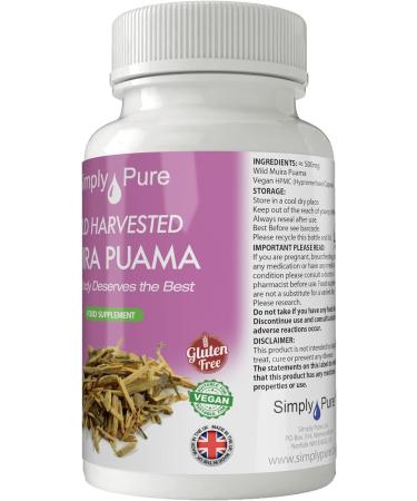 Wild Harvested Vegan Muira Puama 90 Capsules - 100% Natural, Gluten Free, GM Free - Buy Online on GoSupps.com