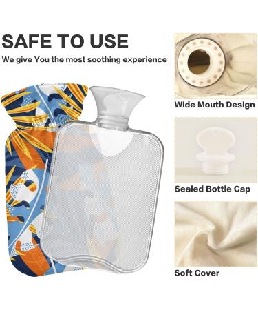 Naanle Tropical Hot Water Bottle with Cover 1L Palm Leaf Design for Back Pain Relief & Heat Therapy | International Shipping Available - Buy Online on GoSupps.com