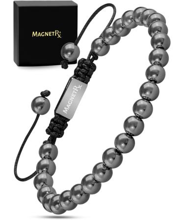MagnetRX Magnetic Hematite Bracelet MAX Strength Magnetic Stones Beaded Magnetic Bracelets for Men and Women (Classic 6mm Bead) - Buy Online on GoSupps.com