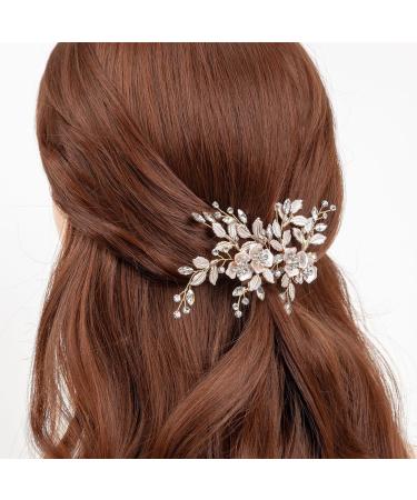 XIKSJW Bridal Hair Pin Wedding Headwear Fashion Rhinestone Insert Comb Pearl Hair Comb Rose Gold Wedding Hair Pin Rhinestone Bridal Hairpin - Handmade Flower Clip Headwear For Women - Buy Online on GoSupps.com