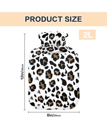 Black Brown Leopard Hot Water Bottle with Cover - 2L Pain Relief & Period Cramp Heating Pad - Buy Online on GoSupps.com
