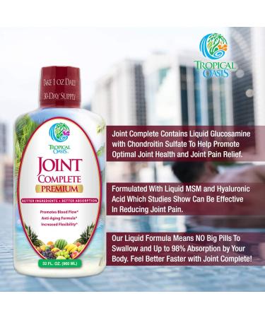 Joint Complete Premium Liquid Supplement - Glucosamine, Chondroitin, MSM, Hyaluronic Acid - Bone & Joint Health - Pain Relief - 32oz - Buy Online on GoSupps.com
