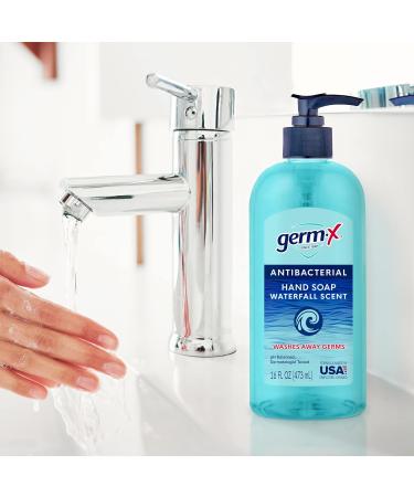 Germ-X Antibacterial Liquid Hand Soap Waterfall Scent 16 oz (Pack of 4) - pH Balanced, Dermatologist Tested - Clear Hand Wash for Kitchen or Bathroom - Back to School Supplies - Buy Online on GoSupps.com