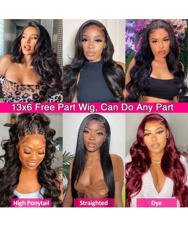 Larhali 13x6 HD Transparent Lace Front Wig Brazilian Body Wave Human Hair 28 inch - 180% Density Pre Plucked for Black Women - Buy Online on GoSupps.com