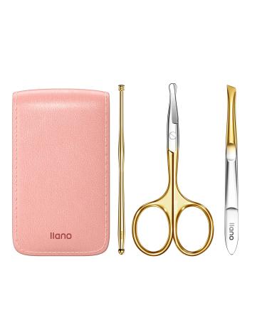 Eyebrow Tweezer Set 3 Pcs Professional Stainless Steel Eyebrow Tweezers Kit Includes Tweezers Nose Hair Scissors Ear Wax Removal Tool Beauty Tools with Leather Travel Case