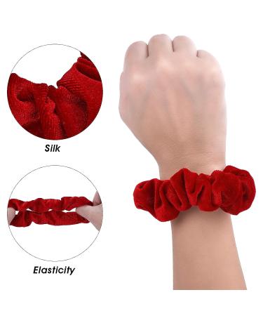 WLLHYF 2 Pcs Velvet Hair Bands Red Scrunchies - Large Size Elastic Ponytail Holders & Wristband Hair Accessories for Girls and Women - Valentine's Day Gift - Buy Online on GoSupps.com