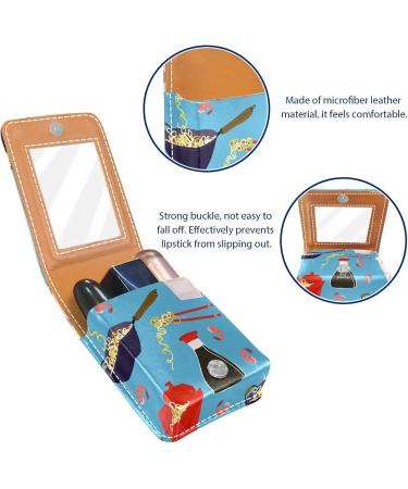 Portable Noodles Lip Gloss Holder & Makeup Bag | Mini Lipstick Organizer Case with Mirror for Women - Multicolored 9.5x2x7 cm - Buy Online on GoSupps.com