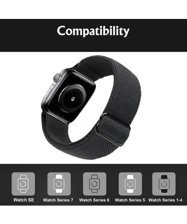 Arae Stretchy Watch Band Compatible for Apple Watch Band 45mm 44mm 42mm Comfortable Adjustable Sport Band for iWatch Series 7 6 5 4 SE 3 2 1 Women Men Black 42/44/45mm - Buy Online on GoSupps.com