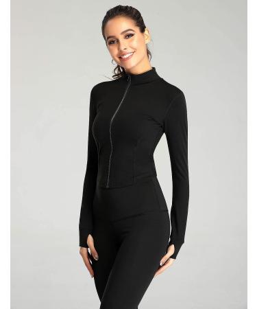 UANEO Women's Cropped Workout Jacket - Yoga Athletic Jacket in Black (Size Small) - Buy Online on GoSupps.com