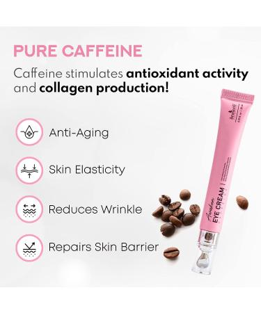 Beaueli Caffeine Eye Cream for Dark Circles, Puffiness & Wrinkles - Korean Anti-Aging Treatment with Hyaluronic Acid & Niacinamide 20ml - Buy Online on GoSupps.com