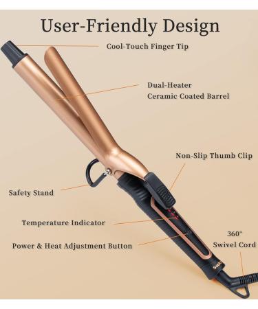 1 Inch Tourmaline Ceramic Curling Iron | Professional Curling Wand for Full Curls | Fast Heat Up & Dual Voltage for Travel - Buy Now - Buy Online on GoSupps.com