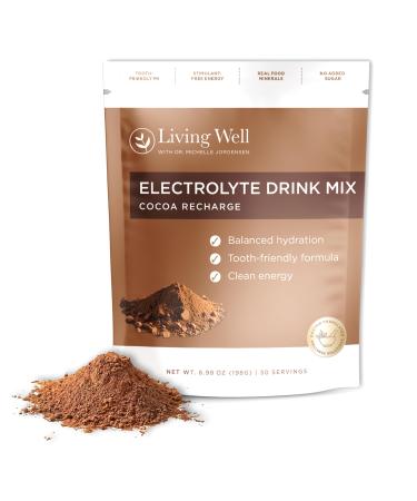 Living Well with Dr. Michelle Chocolate Electrolyte Powder Caffeine-Free Electrolyte Drink Mix for Clean Hydration & Energy, Sugar-Free Cocoa Flavor